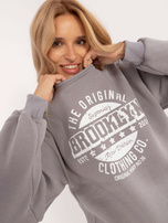 Hurtownia online Szara damska bluza z printem i ociepleniem