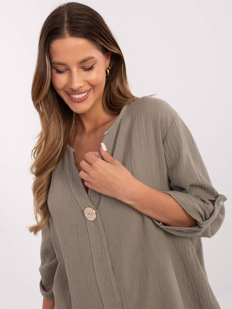 Hurt Ciemnobeżowa bluzka koszulowa z muślinu