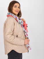 Biało-koralowa chusta z printami 