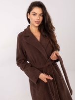 Brązowy klasyczny płaszcz z paskiem 