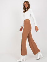 Hurt Camelowe szerokie spodnie dzianinowe z rozcięciem