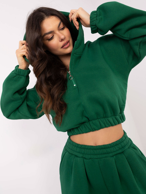 Hurt Ciemnozielony dresowy komplet basic z szerokimi spodniami