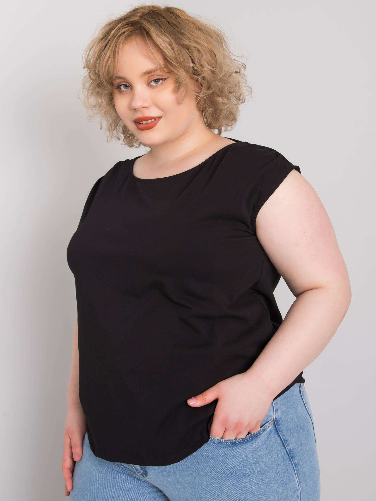 Czarna bluzka plus size z bawełny Penny