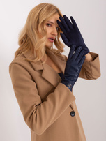 Hurt Granatowe rękawiczki ze skórą ekologiczną