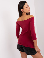 Hurt Burgundy fitted off-shoulder blouse BASIC FEEL GOOD.