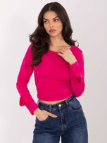 Fuksjowa krótka bluzka z drapowaniem