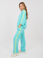 Turkusowa bluza oversize z lampasami RUE PARIS 