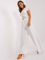 Hurt Ecru szerokie spodnie z materiału OCH BELLA