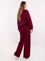 Burgundowy dresowy komplet basic z bluzą bez kaptura