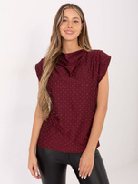 Burgundowa bluzka z poduszkami na ramionach 