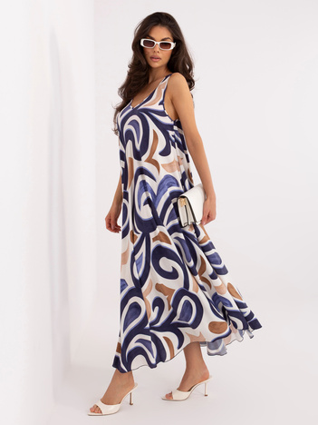 Ciemnoniebieska letnia sukienka we wzory 