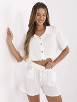 Białe muślinowe szorty z bawełny