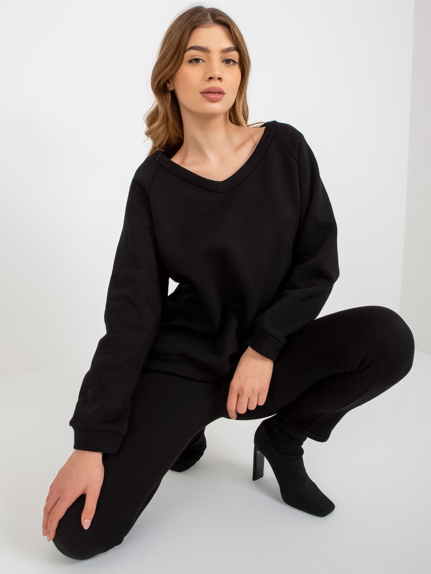 Hurt Czarny dwuczęściowy komplet basic z bluzą oversize