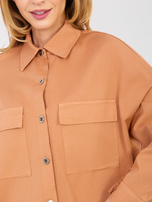 Ceglasta damska koszula oversize z bawełny 