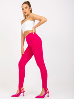 Hurtownia internetowa Fuksjowe legginsy basic z paskiem pod stopą 