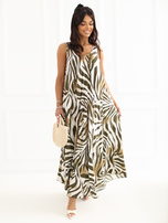 Khaki letnia sukienka bez rękawów 