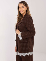 Brązowa elegancka marynarka z koronką 