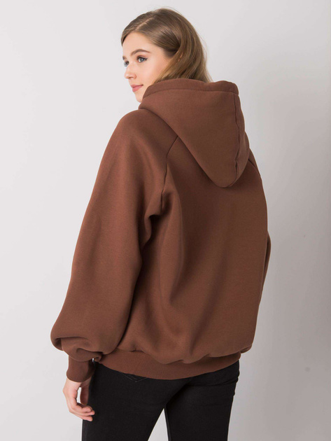 Brązowa ocieplana bluza oversize z kapturem Alice