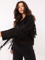 Czarna zamszowa kurtka w stylu westernowym