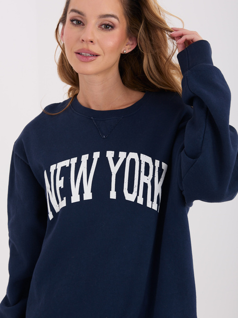 Granatowa dresowa bluza z nadrukiem