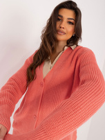 Hurt Koralowy luźny sweter rozpinany RUE PARIS