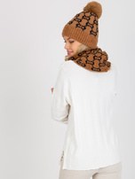 Hurtownia Camelowo-czarny damski komin we wzory