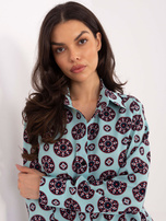 Miętowa klasyczna koszula z nadrukiem 