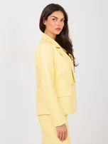 Jasnożółta skórzana marynarka z ozdobnymi guzikami