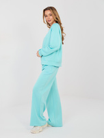 Miętowy dresowy komplet basic ze spodniami 