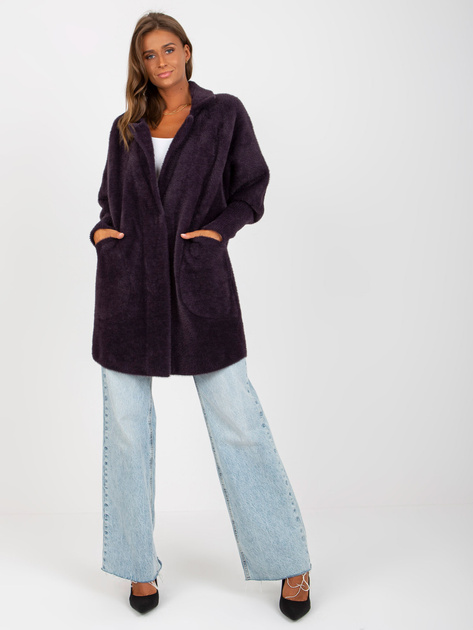 Hurtownia online Ciemnofioletowy płaszcz alpaka z wełną 