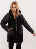 Hurtownia Czarna przejściowa kurtka z kapturem 