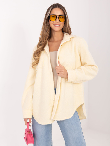 Maślana żółta koszulowa kurtka z kieszeniami RUE PARIS 