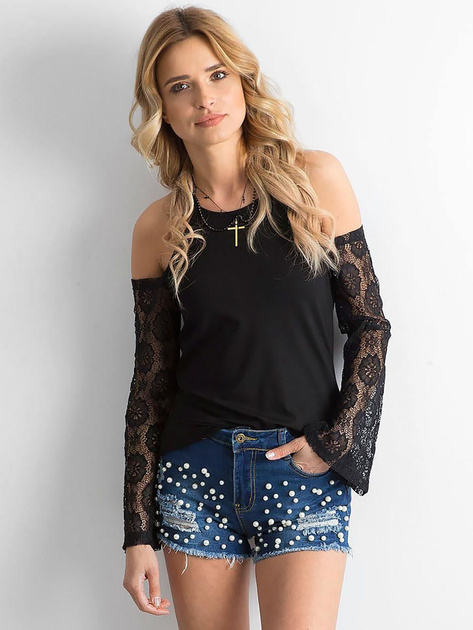 Ciemnoniebieskie szorty jeansowe z perełkami