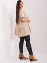 Hurt Beżowa długa bluzka plus size z bawełny