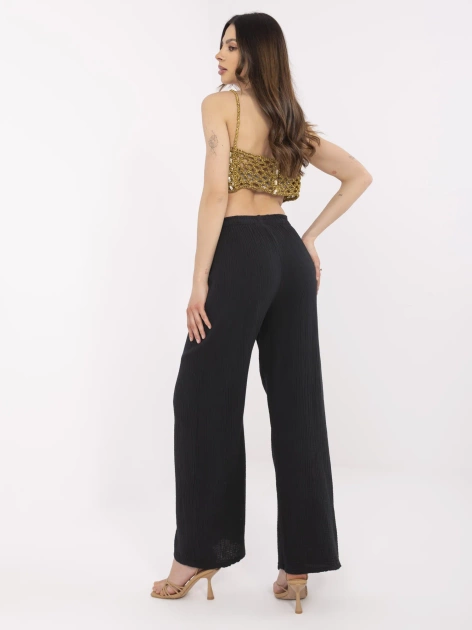 Czarne szerokie spodnie z muślinu OCH BELLA