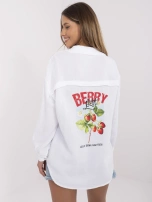 Biała muślinowa koszula z nadrukiem na plecach