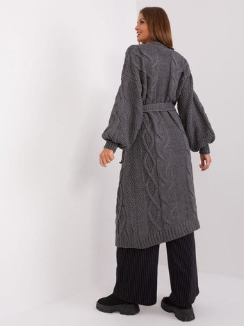 Hurt Dark Gray Long Cable Knit Cardigan RUE PARIS.