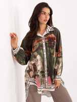 Khaki rozpinana koszula z nadrukiem  RUE PARIS