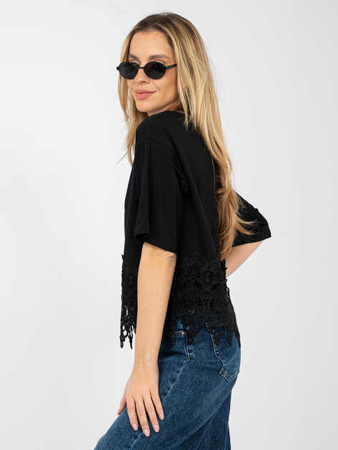 Czarna bawełniana bluzka z napisami