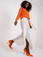 Beżowe zwiewne szerokie spodnie z rozcięciami OCH BELLA 