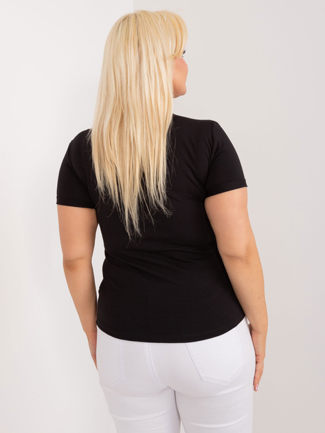 Hurtownia Czarny damski t-shirt plus size z nadrukiem