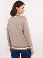 Hurtownia Ciemnobeżowa bluza z okrągłym dekoltem