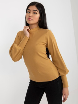 Light camel ribbed basic cotton blouse RUE PARIS M