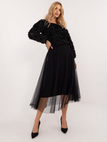 Hurtownia Czarna damska tiulowa spódnica midi