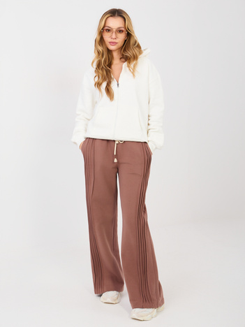 Brązowe spodnie z ozdobnym kantem NATURAL SIDE