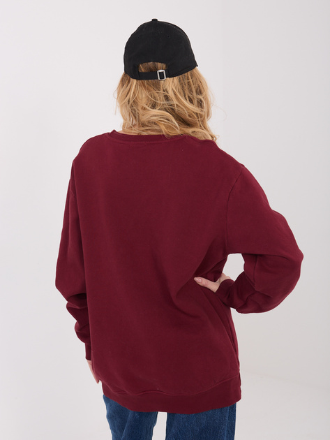 Burgundowa długa bluza z napisem
