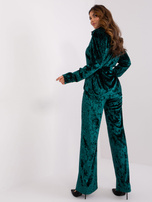 Hurt Ciemnozielony welurowy komplet z koszulą