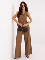 Jasnobrązowy letni komplet z domieszką lnu