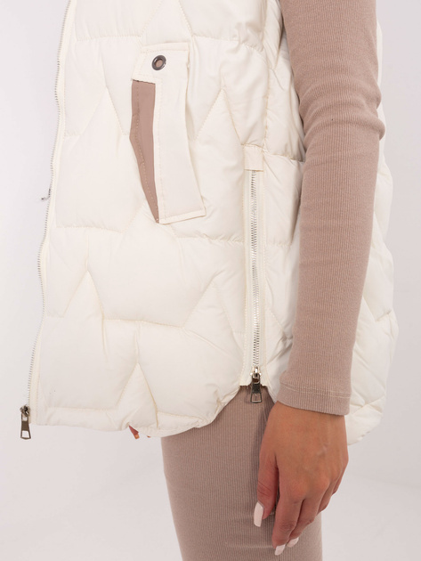 Ecru puchowa kamizelka z suwakami