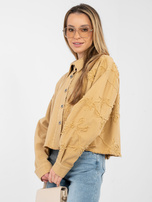 Camelowa jeansowa kurtka z kieszenią RUE PARIS 